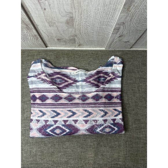 Maurices Womens Aztec Pattern Purple Blue Tunic Shirt Top Plus Size 1 XL - Picture 3 of 7